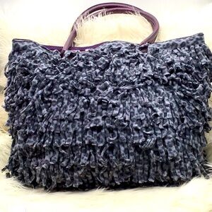 Silver Textured Tote Bag with Dimensional Design